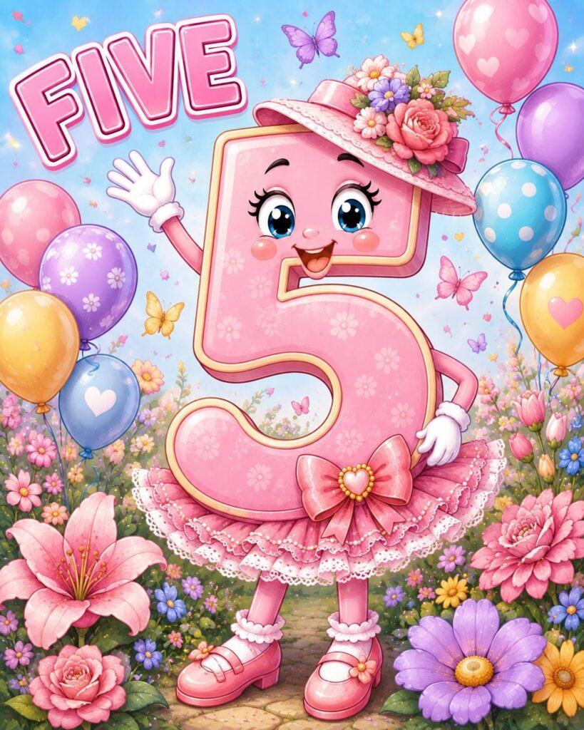 Numbers with Friends — Printable Coloring Pages (Set of 5)