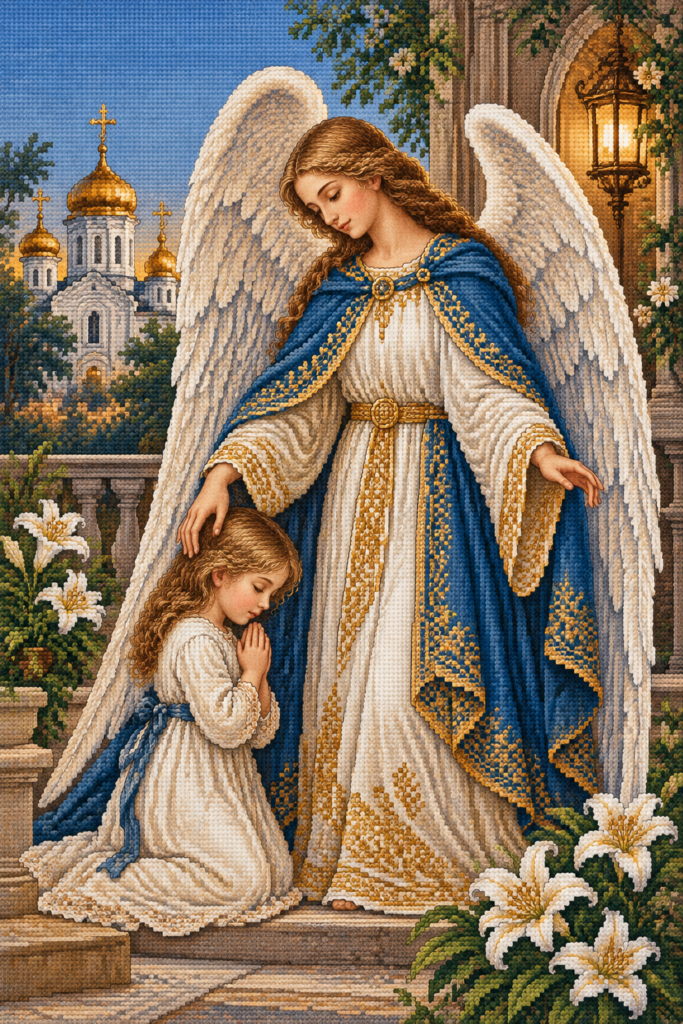 Guardian Angel with Child Cross Stitch Pattern